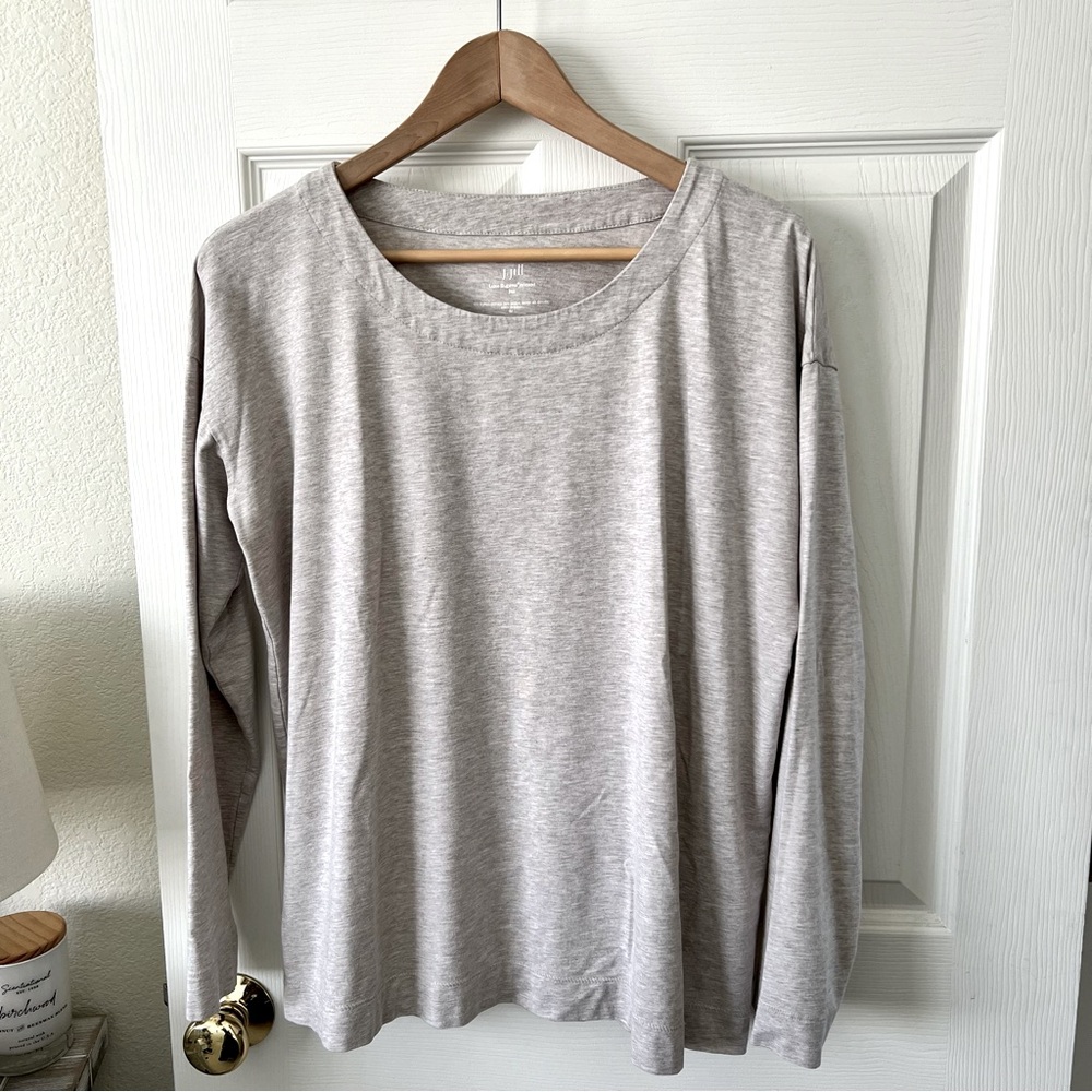 J. Jill Long Sleeve Tee in Light Heather Gray